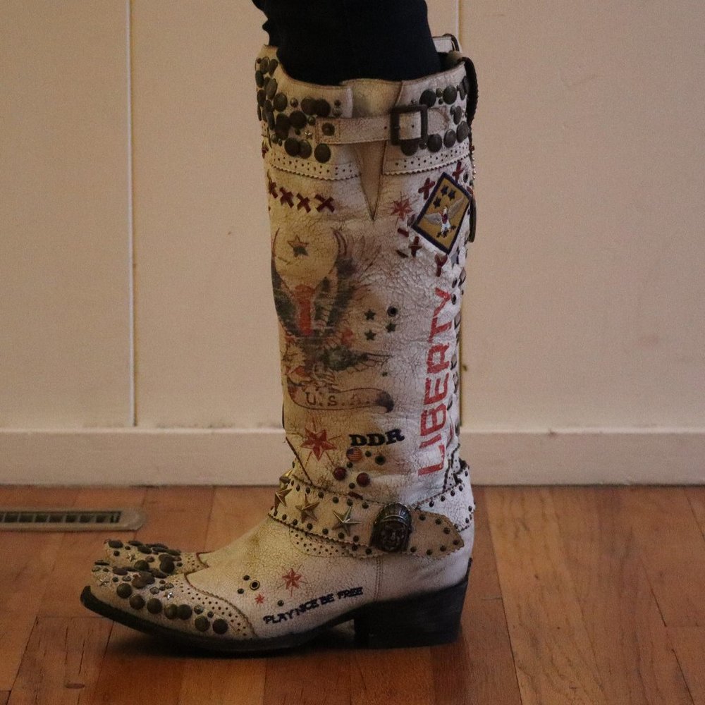 Old Gringo White Liberty Embellished Lace-Up Boots - Picture 9 of 15